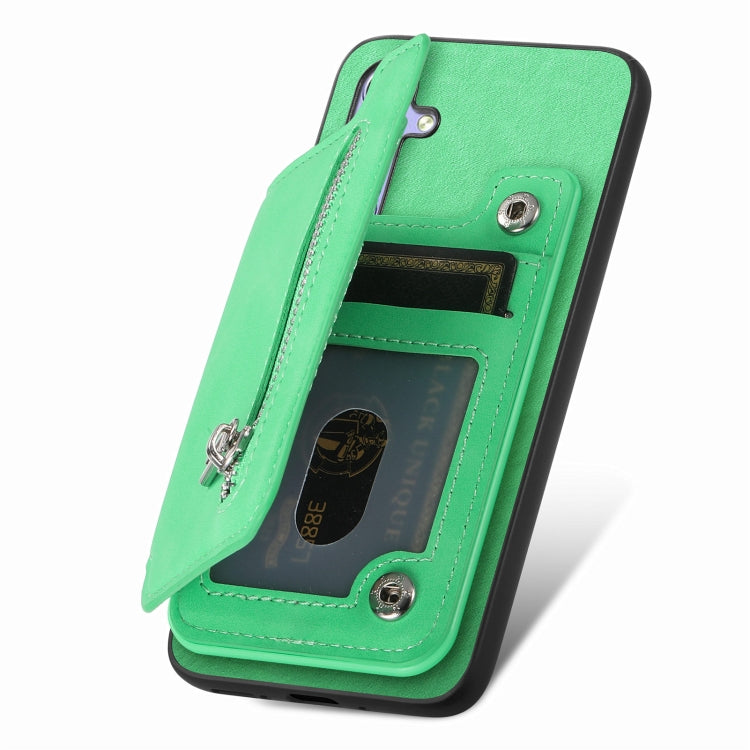 For Honor 90 GT 5G Retro MagSafe Zipper Wallet Card Bag Back Phone Case(Green) - Honor Cases by PMC TechLife | Online Shopping South Africa | PMC TechLife | Buy Now Pay Later Mobicred