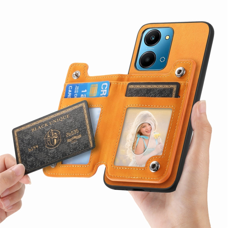 For Honor 100 Pro Retro MagSafe Zipper Wallet Card Bag Back Phone Case(Yellow) - Honor Cases by PMC TechLife | Online Shopping South Africa | PMC TechLife | Buy Now Pay Later Mobicred