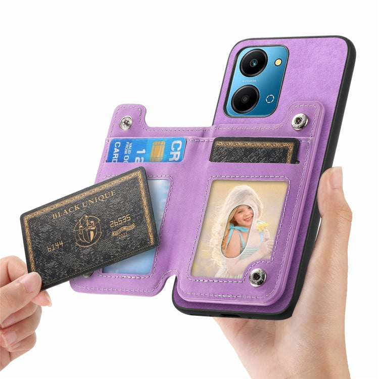For Honor 100 Pro Retro MagSafe Zipper Wallet Card Bag Back Phone Case(Purple) - Honor Cases by PMC TechLife | Online Shopping South Africa | PMC TechLife | Buy Now Pay Later Mobicred