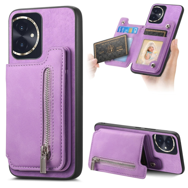 For Honor 100 Retro MagSafe Zipper Wallet Card Bag Back Phone Case(Purple) - free shipping - PMC TechLife - Order now!