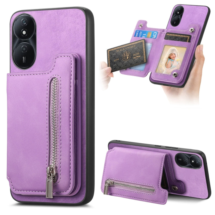 For Honor Play 50 Plus 5G Retro MagSafe Zipper Wallet Card Bag Back Phone Case(Purple) - free shipping - PMC TechLife - Order now!