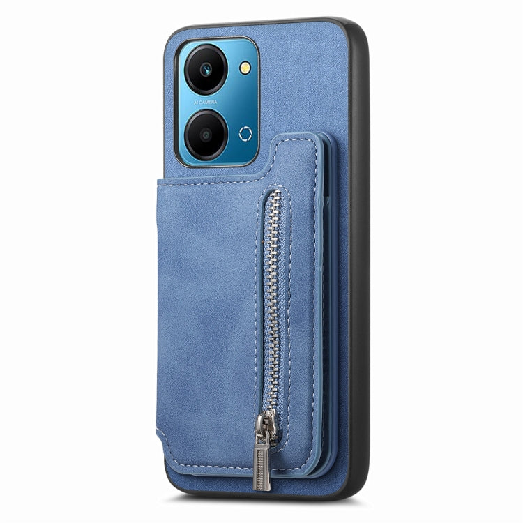 For Honor 90 Retro MagSafe Zipper Wallet Card Bag Back Phone Case(Blue) - Honor Cases by PMC TechLife | Online Shopping South Africa | PMC TechLife | Buy Now Pay Later Mobicred