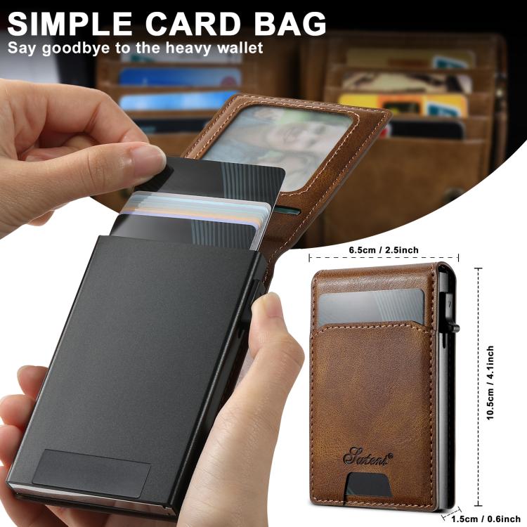 For Samsung Galaxy S25 Ultra 5G Suteni H19 Oil Wax 2-in-1 MagSafe Removable Card Box Back Phone Case(Brown) - Galaxy S25 Ultra 5G Cases by Suteni | Online Shopping South Africa | PMC TechLife | Buy Now Pay Later Mobicred
