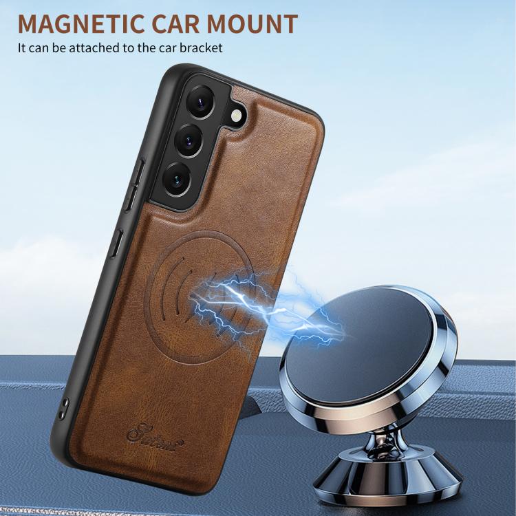 For Samsung Galaxy S25+ 5G Suteni H19 Oil Wax 2-in-1 MagSafe Removable Card Box Back Phone Case(Black) - free shipping - PMC TechLife - Order now!