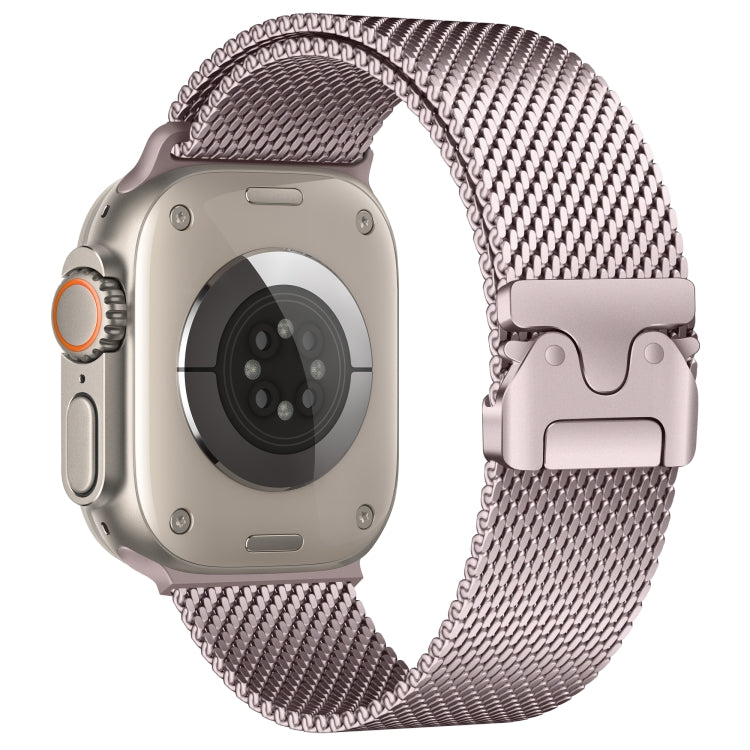 For Apple Watch 42mm / 41mm / 40mm / 38mm Umbrella Buckle Think Milanese Plate Stainless Steel Paracord Buckle Watch Band(Pink) - free shipping - PMC TechLife - Order now!