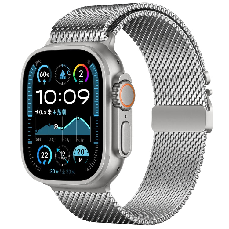For Apple Watch 42mm / 41mm / 40mm / 38mm Umbrella Buckle Think Milanese Plate Stainless Steel Paracord Buckle Watch Band(Silver) - free shipping - PMC TechLife - Order now!