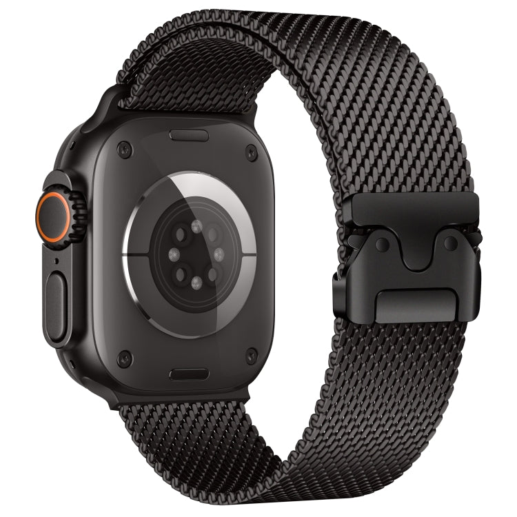 For Apple Watch 46mm / 49mm / 45mm / 44mm Umbrella Buckle Think Milanese Plate Stainless Steel Paracord Buckle Watch Band(Black) - free shipping - PMC TechLife - Order now!