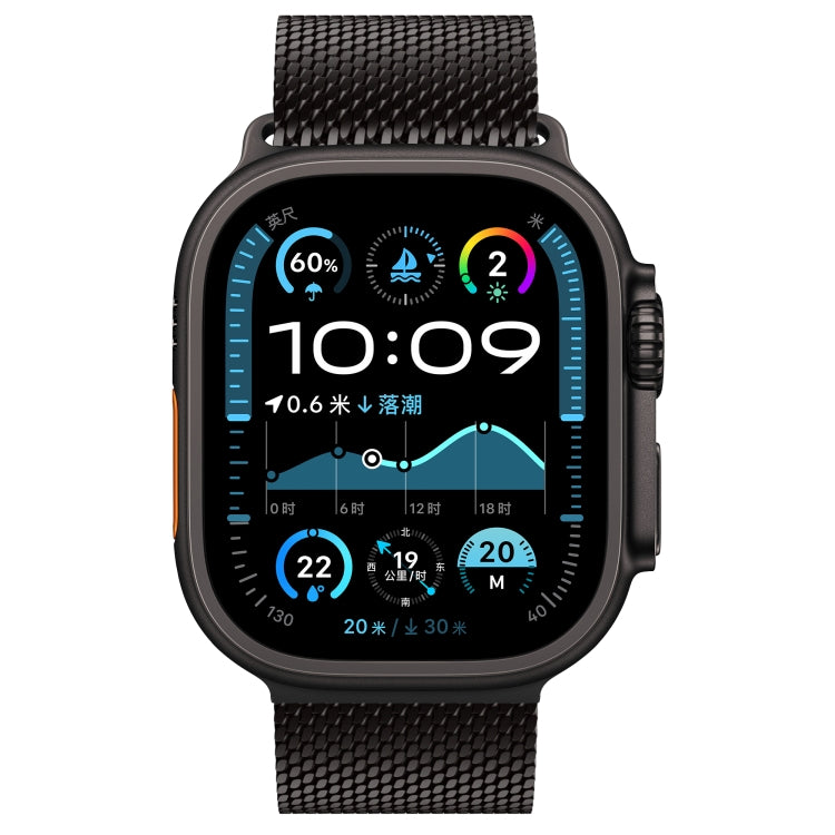 For Apple Watch 46mm / 49mm / 45mm / 44mm Umbrella Buckle Think Milanese Plate Stainless Steel Paracord Buckle Watch Band(Black) - free shipping - PMC TechLife - Order now!