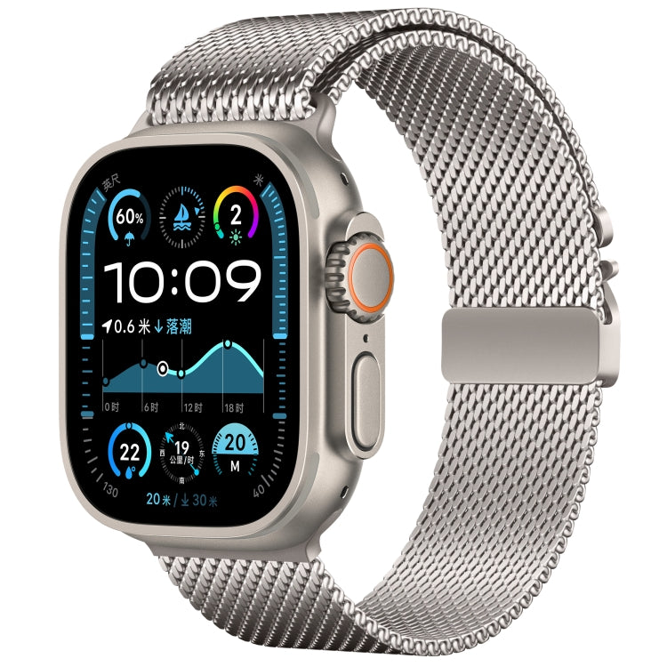 For Apple Watch 46mm / 49mm / 45mm / 44mm Umbrella Buckle Think Milanese Plate Stainless Steel Paracord Buckle Watch Band(Starlight) - free shipping - PMC TechLife - Order now!