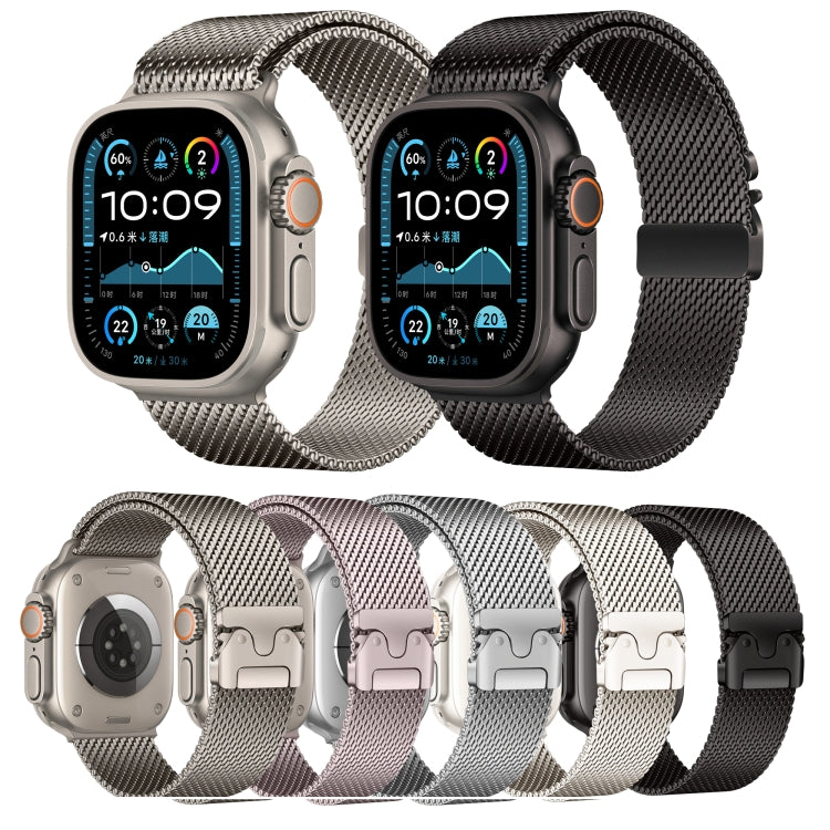 For Apple Watch 46mm / 49mm / 45mm / 44mm Umbrella Buckle Think Milanese Plate Stainless Steel Paracord Buckle Watch Band(Silver) - free shipping - PMC TechLife - Order now!