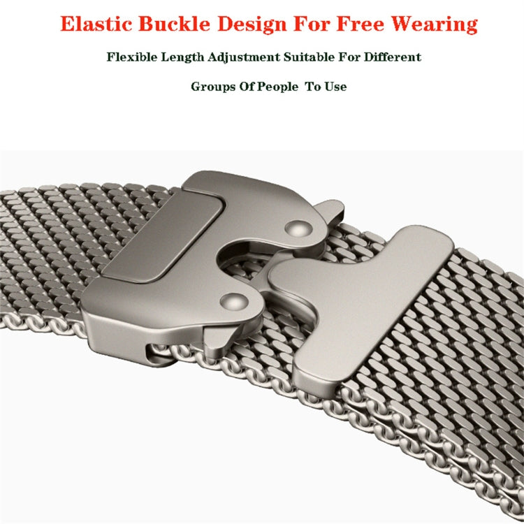 For Apple Watch 42mm / 41mm / 40mm / 38mm Umbrella Buckle Think Milanese Plate Stainless Steel Paracord Buckle Watch Band(Silver) - free shipping - PMC TechLife - Order now!