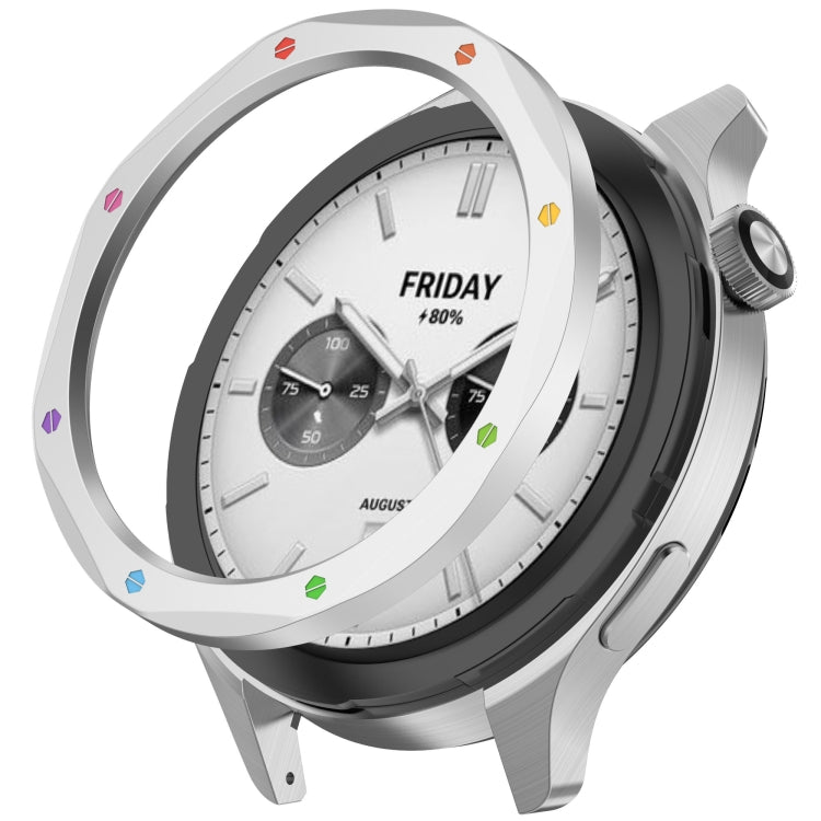 For Xiaomi Watch S4 Tempered Glass Film Hybrid Stainless Steel Watch Protective Ring(Silver Rainbow) - free shipping - PMC TechLife - Order now!