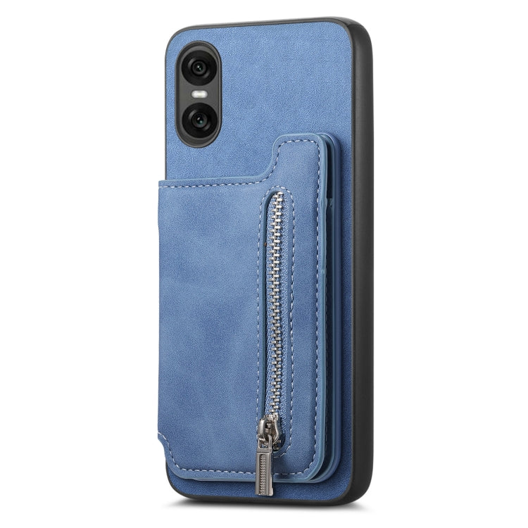 For Sony Xperia 1 VI Retro MagSafe Zipper Wallet Card Bag Back Phone Case(Blue) - free shipping - PMC TechLife - Order now!