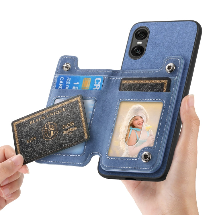 For Sony Xperia 1 VI Retro MagSafe Zipper Wallet Card Bag Back Phone Case(Blue) - free shipping - PMC TechLife - Order now!