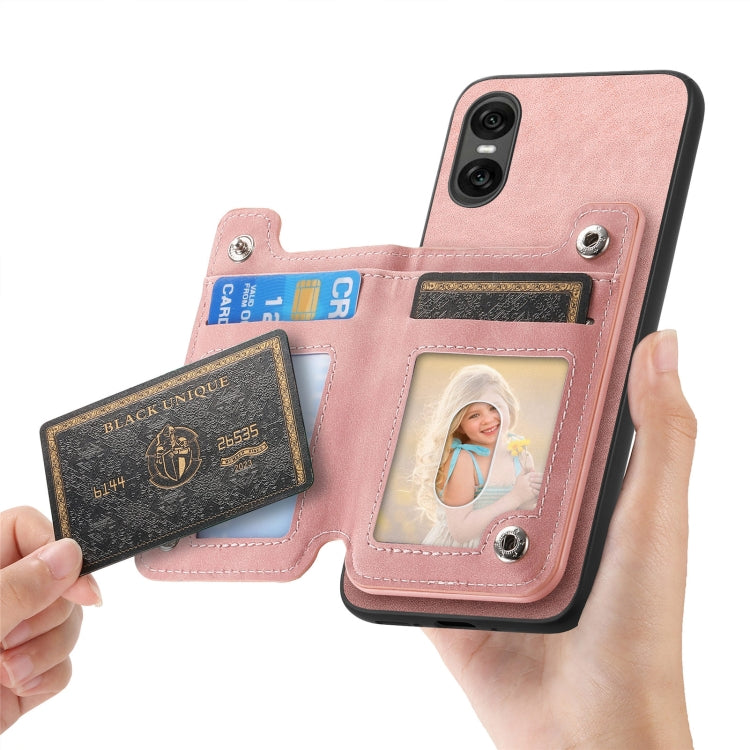 For Sony Xperia 10 VI Retro MagSafe Zipper Wallet Card Bag Back Phone Case(Pink) - Sony Cases by PMC TechLife | Online Shopping South Africa | PMC TechLife | Buy Now Pay Later Mobicred