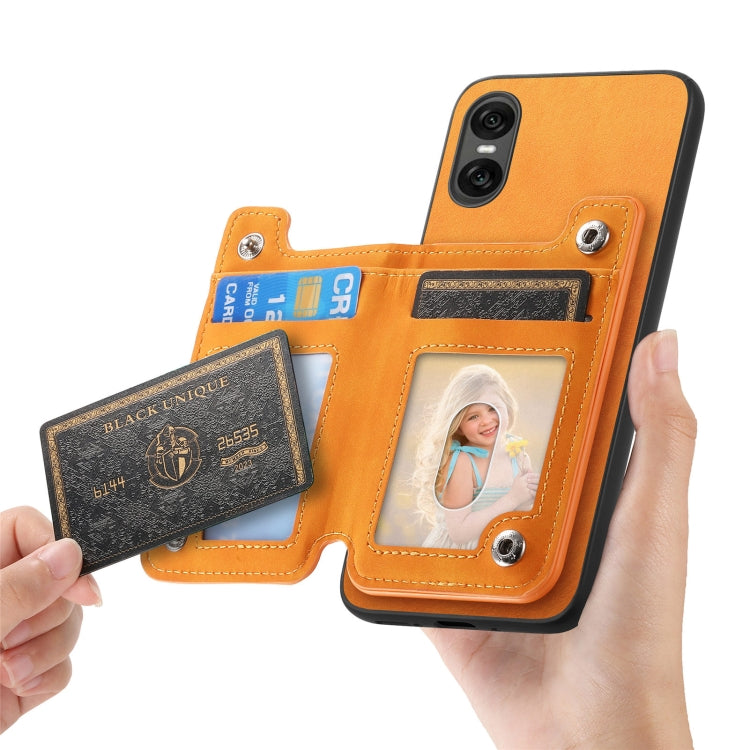 For Sony Xperia 10 V Retro MagSafe Zipper Wallet Card Bag Back Phone Case(Yellow) - Sony Cases by PMC TechLife | Online Shopping South Africa | PMC TechLife | Buy Now Pay Later Mobicred