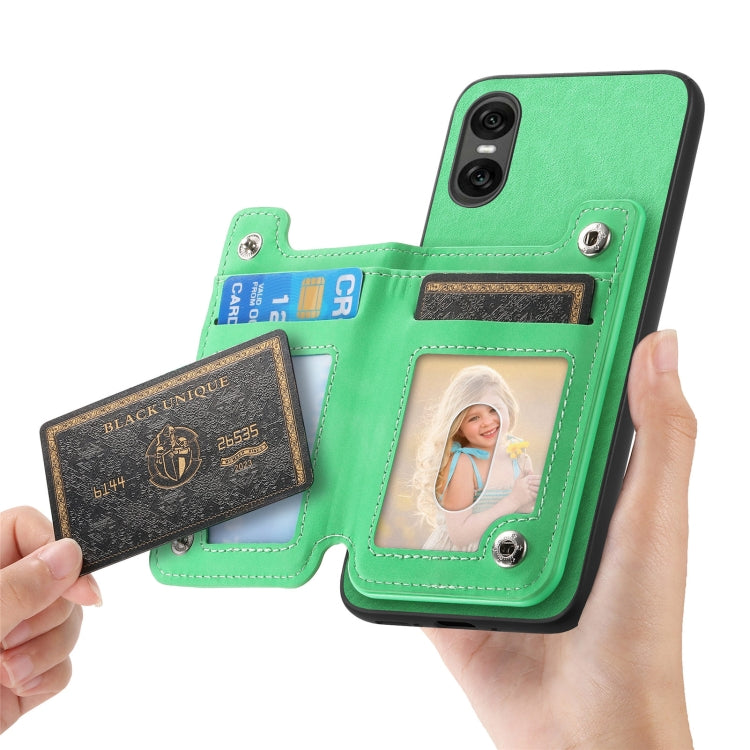 For Sony Xperia 10 V Retro MagSafe Zipper Wallet Card Bag Back Phone Case(Green) - Sony Cases by PMC TechLife | Online Shopping South Africa | PMC TechLife | Buy Now Pay Later Mobicred