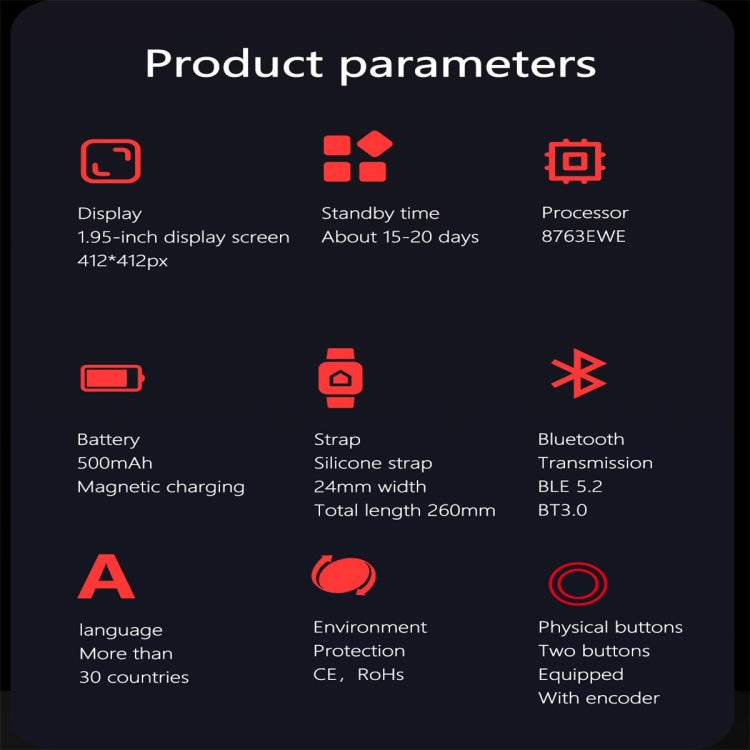 EX100 1.95 inch Color Screen Smart Watch, Support Bluetooth Call / Health Monitoring(Silver) - Smart Watches by PMC TechLife | Online Shopping South Africa | PMC TechLife | Buy Now Pay Later Mobicred