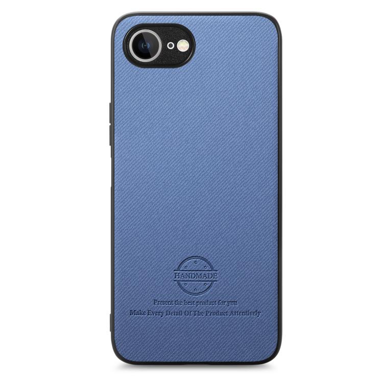 For iPhone 16e Twill Fabric Leather Skin Back Phone Case(Blue) - iPhone 16e Cases by PMC TechLife | Online Shopping South Africa | PMC TechLife | Buy Now Pay Later Mobicred