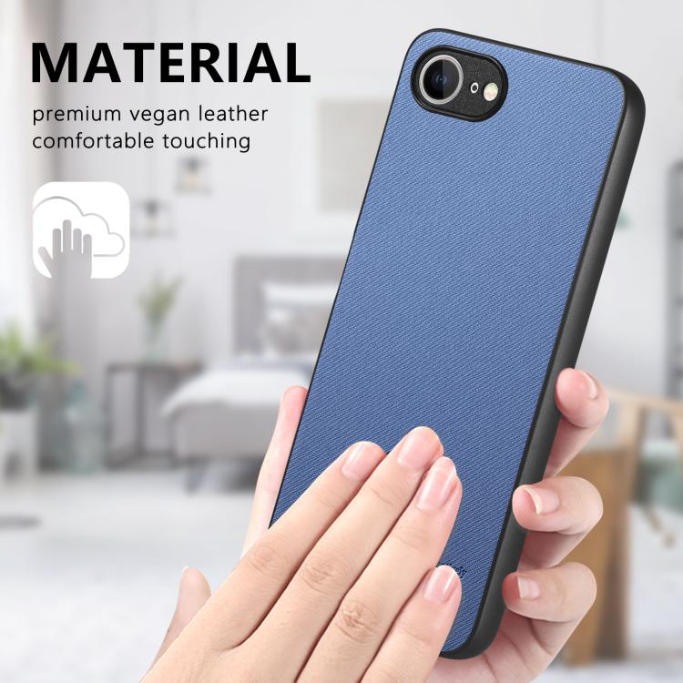 For iPhone 16e Twill Fabric Leather Skin Back Phone Case(Blue) - iPhone 16e Cases by PMC TechLife | Online Shopping South Africa | PMC TechLife | Buy Now Pay Later Mobicred