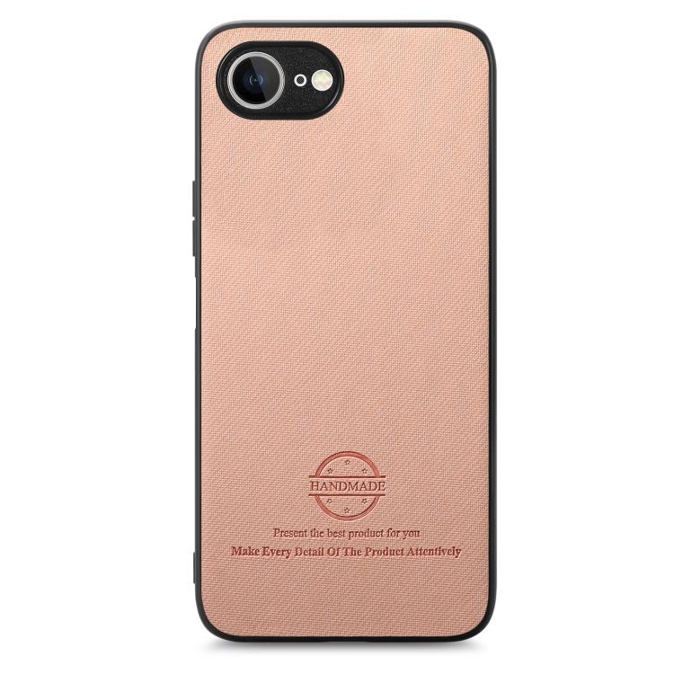 For iPhone 16e Twill Fabric Leather Skin Back Phone Case(Pink) - iPhone 16e Cases by PMC TechLife | Online Shopping South Africa | PMC TechLife | Buy Now Pay Later Mobicred