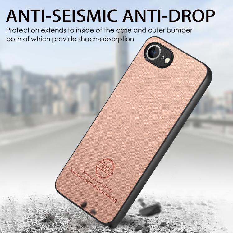 For iPhone 16e Twill Fabric Leather Skin Back Phone Case(Pink) - iPhone 16e Cases by PMC TechLife | Online Shopping South Africa | PMC TechLife | Buy Now Pay Later Mobicred