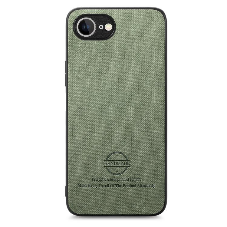 For iPhone 16e Twill Fabric Leather Skin Back Phone Case(Green) - iPhone 16e Cases by PMC TechLife | Online Shopping South Africa | PMC TechLife | Buy Now Pay Later Mobicred