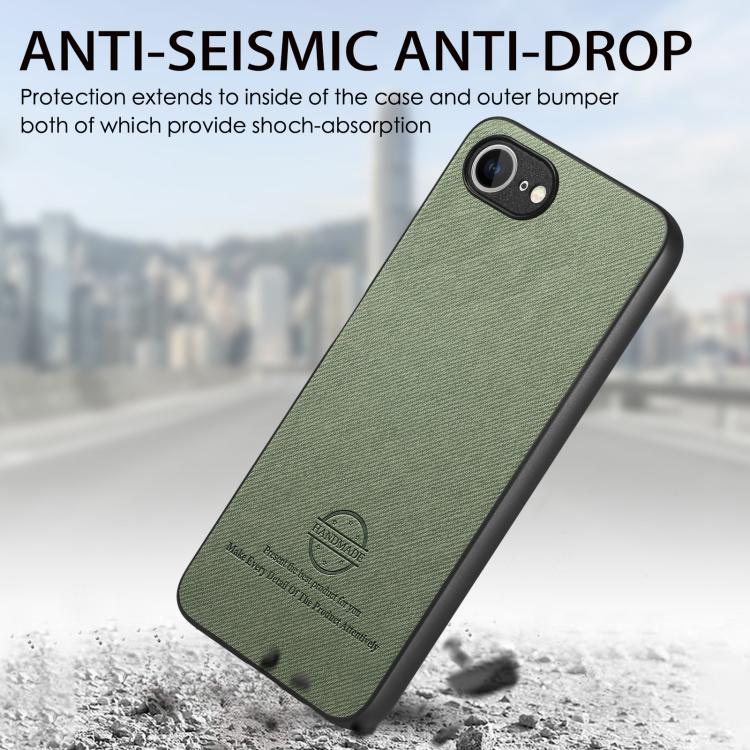 For iPhone 16e Twill Fabric Leather Skin Back Phone Case(Green) - iPhone 16e Cases by PMC TechLife | Online Shopping South Africa | PMC TechLife | Buy Now Pay Later Mobicred