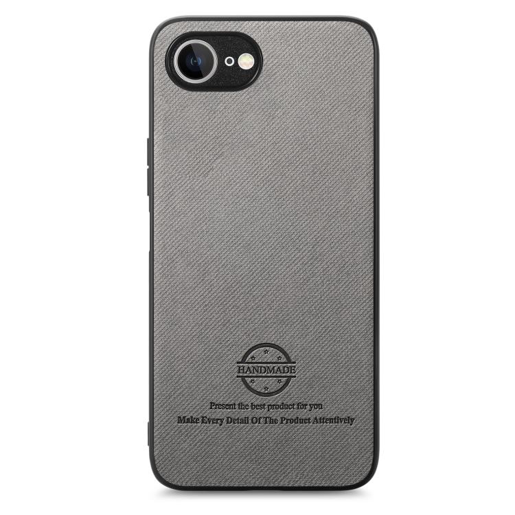 For iPhone 16e Twill Fabric Leather Skin Back Phone Case(Gray) - iPhone 16e Cases by PMC TechLife | Online Shopping South Africa | PMC TechLife | Buy Now Pay Later Mobicred