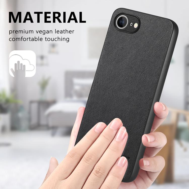 For iPhone 16e Twill Fabric Leather Skin Back Phone Case(Black) - iPhone 16e Cases by PMC TechLife | Online Shopping South Africa | PMC TechLife | Buy Now Pay Later Mobicred