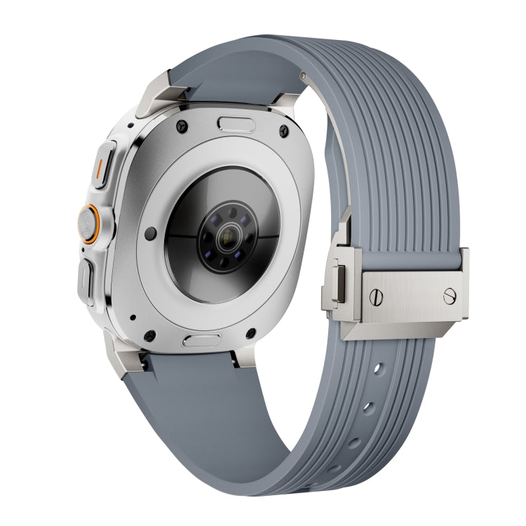 For Samsung Galaxy Watch Ultra 47mm Titanium Connector Silver Buckle Silicone Watch Band(Gray) - free shipping - PMC TechLife - Order now!