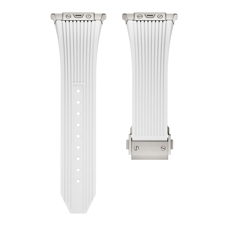 For Samsung Galaxy Watch Ultra 47mm Titanium Connector Silver Buckle Silicone Watch Band(Gray) - free shipping - PMC TechLife - Order now!