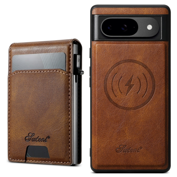 For Google Pixel 9 Suteni H19 Oil Wax 2-in-1 MagSafe Removable Card Box Back Phone Case(Brown) - free shipping - PMC TechLife - Order now!