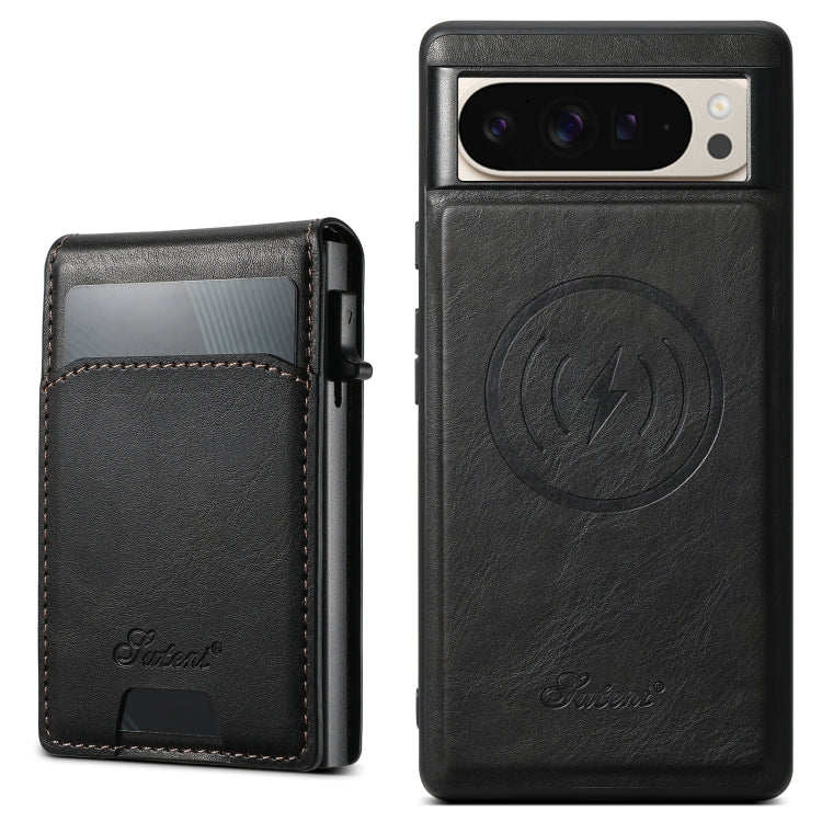 For Google Pixel 9 Pro XL Suteni H19 Oil Wax 2-in-1 MagSafe Removable Card Box Back Phone Case(Black) - free shipping - PMC TechLife - Order now!
