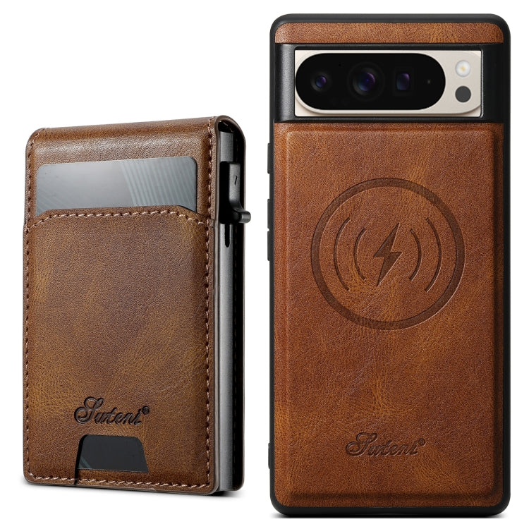 For Google Pixel 9 Pro XL Suteni H19 Oil Wax 2-in-1 MagSafe Removable Card Box Back Phone Case(Brown) - free shipping - PMC TechLife - Order now!
