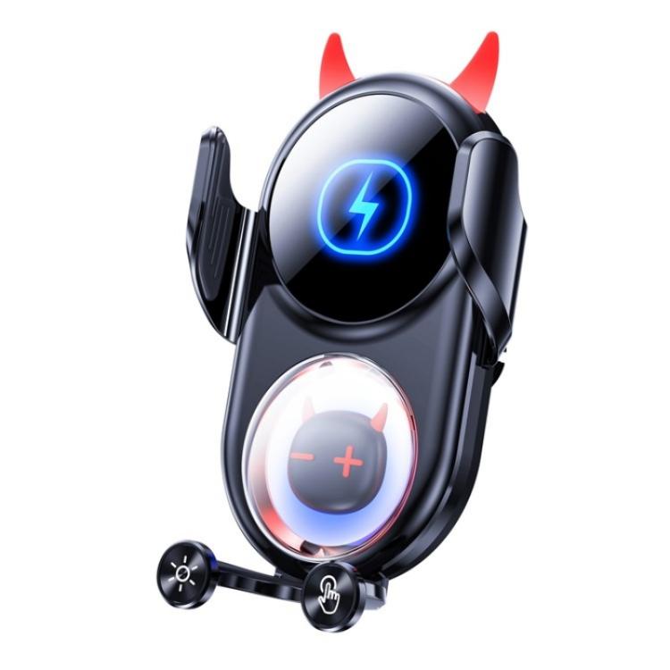 D1 Devil Design Air Vent Mount Phone Holder Stand 15W Car Wireless Charger(Black) - Car Charger by PMC TechLife | Online Shopping South Africa | PMC TechLife | Buy Now Pay Later Mobicred