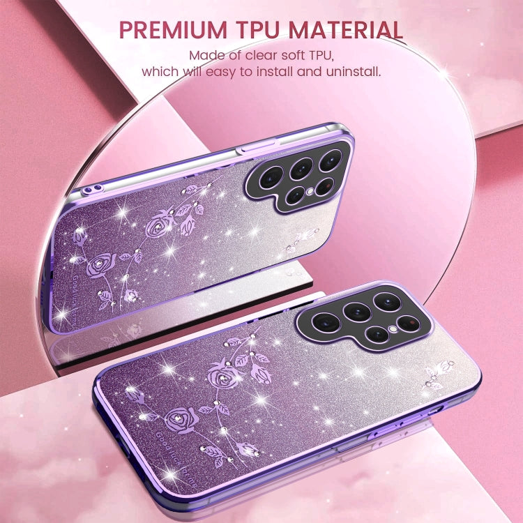 For Samsung Galaxy S25 5G Gradient Glitter Flower All-inclusive Phone Case(Purple) - Galaxy S25 5G Cases by PMC Jewellery | Online Shopping South Africa | PMC Jewellery | Buy Now Pay Later Mobicred