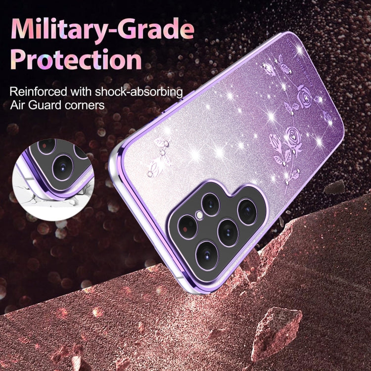 For Samsung Galaxy S25 Ultra 5G Gradient Glitter Flower All-inclusive Phone Case(Purple) - Galaxy S25 Ultra 5G Cases by PMC Jewellery | Online Shopping South Africa | PMC Jewellery | Buy Now Pay Later Mobicred