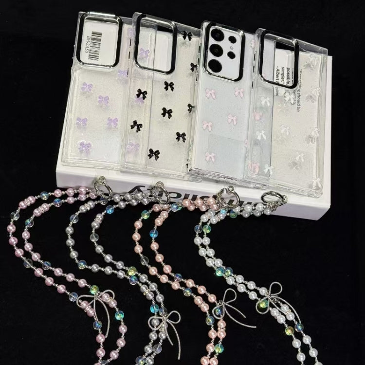 For Samsung Galaxy S25 5G Little Fresh Bow Neck Chain TPU Phone Case(Purple) - Galaxy S25 5G Cases by PMC Jewellery | Online Shopping South Africa | PMC Jewellery | Buy Now Pay Later Mobicred