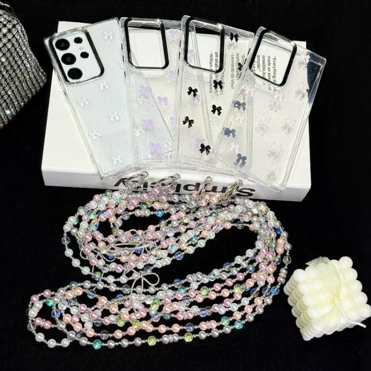 For Samsung Galaxy S25 5G Little Fresh Bow Neck Chain TPU Phone Case(Purple) - Galaxy S25 5G Cases by PMC Jewellery | Online Shopping South Africa | PMC Jewellery | Buy Now Pay Later Mobicred