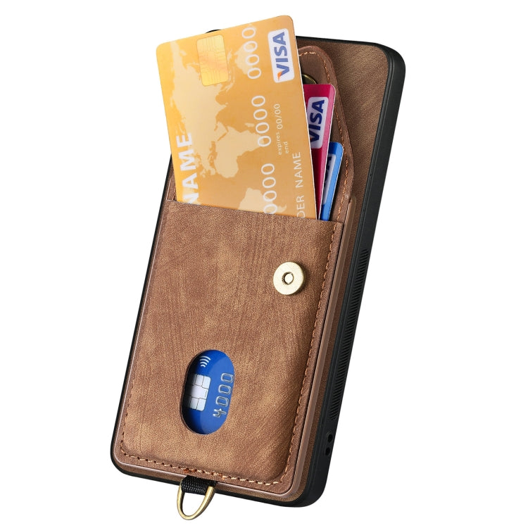 For Samsung Galaxy S25 5G Retro Card Wallet Fold Leather Phone Case with Strap(Brown) - Galaxy S25 5G Cases by PMC TechLife | Online Shopping South Africa | PMC TechLife | Buy Now Pay Later Mobicred