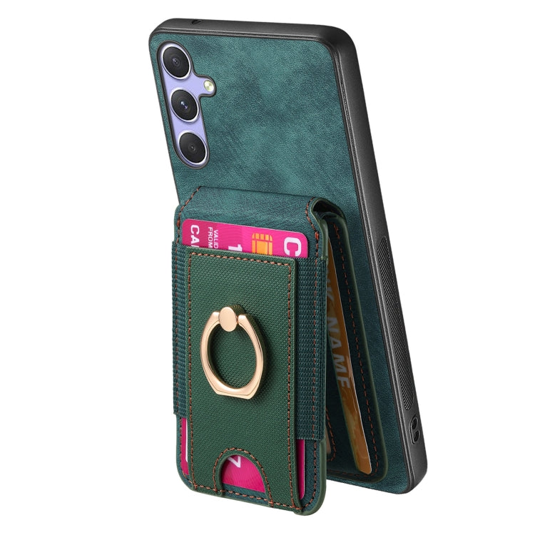 For Samsung Galaxy S25 5G Retro Splitable Magnetic Stand Card Bag Leather Phone Case(Green) - Galaxy S25 5G Cases by PMC Jewellery | Online Shopping South Africa | PMC Jewellery | Buy Now Pay Later Mobicred