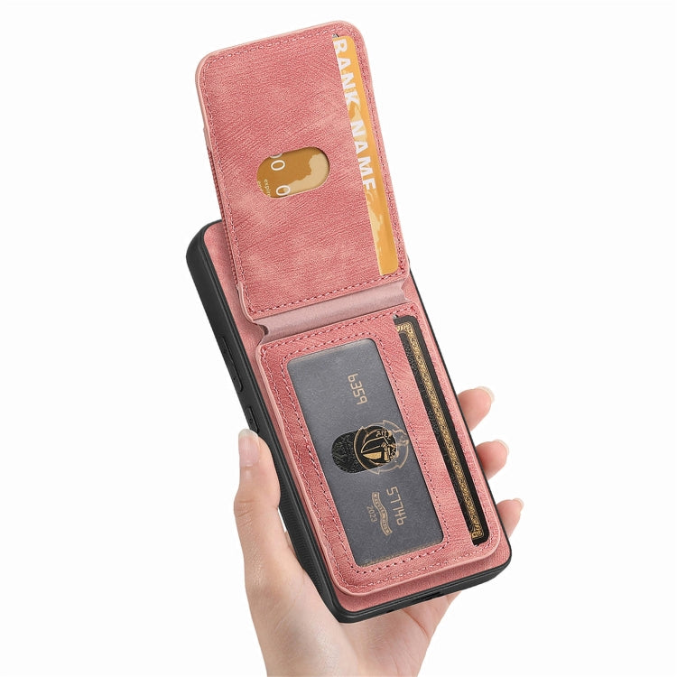 For Samsung Galaxy S25 5G Retro Splitable Magnetic Stand Card Bag Leather Phone Case(Pink) - Galaxy S25 5G Cases by PMC Jewellery | Online Shopping South Africa | PMC Jewellery | Buy Now Pay Later Mobicred