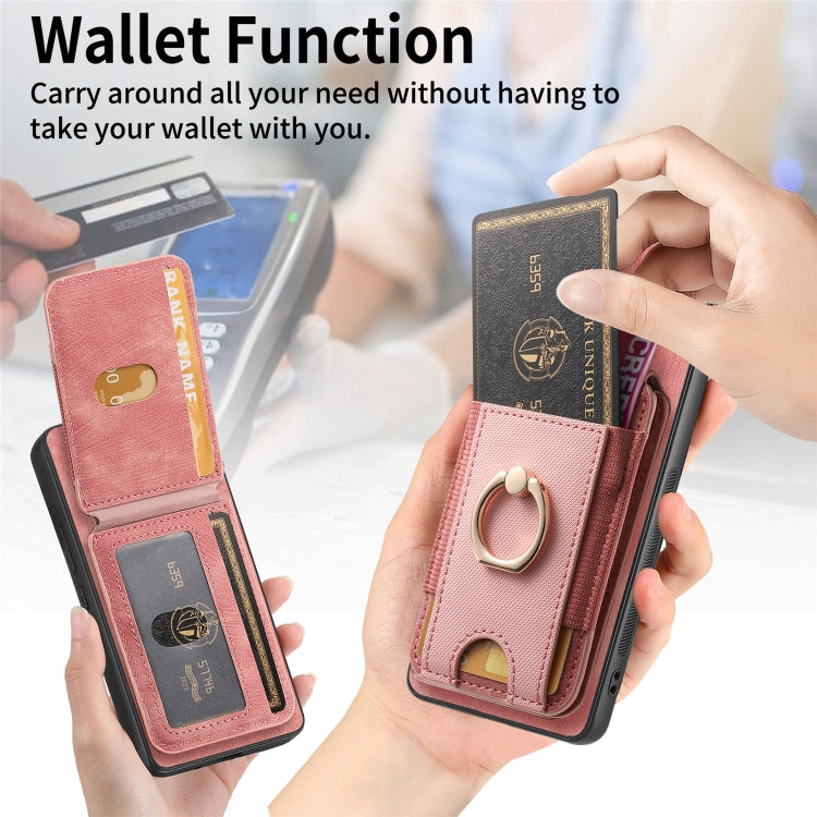 For Samsung Galaxy S25 5G Retro Splitable Magnetic Stand Card Bag Leather Phone Case(Pink) - Galaxy S25 5G Cases by PMC Jewellery | Online Shopping South Africa | PMC Jewellery | Buy Now Pay Later Mobicred