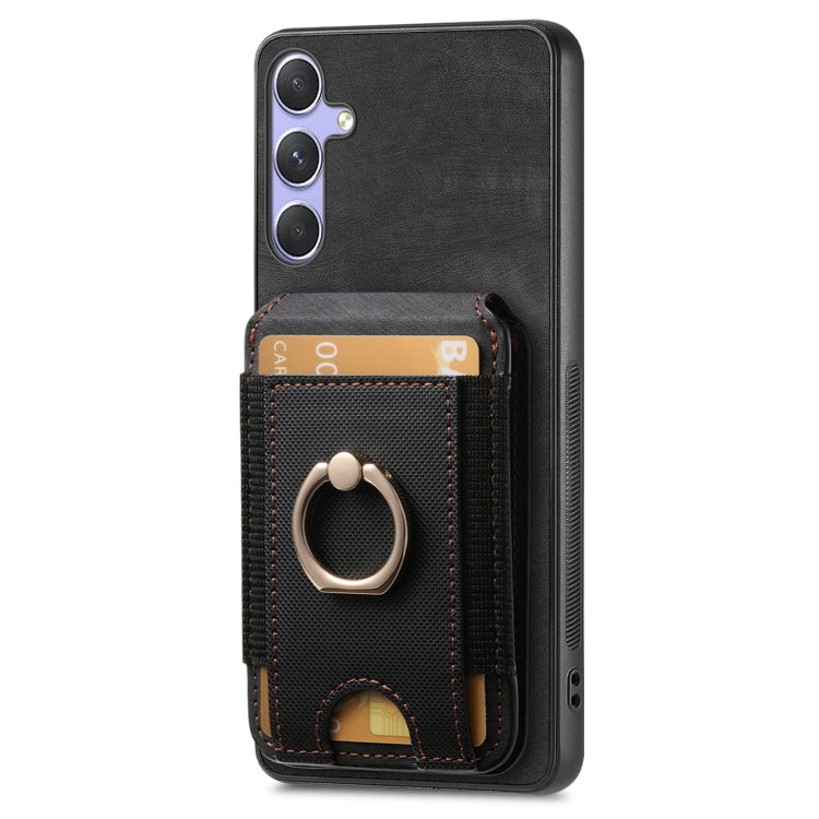 For Samsung Galaxy S25+ 5G Retro Splitable Magnetic Stand Card Bag Leather Phone Case(Black) - Galaxy S25+ 5G Cases by PMC Jewellery | Online Shopping South Africa | PMC Jewellery | Buy Now Pay Later Mobicred