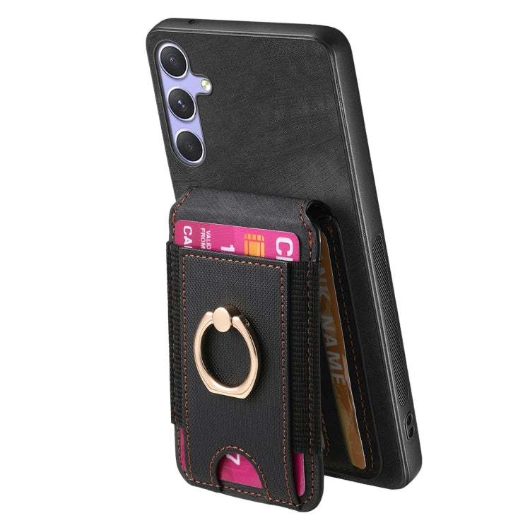 For Samsung Galaxy S25+ 5G Retro Splitable Magnetic Stand Card Bag Leather Phone Case(Black) - Galaxy S25+ 5G Cases by PMC Jewellery | Online Shopping South Africa | PMC Jewellery | Buy Now Pay Later Mobicred