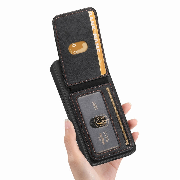 For Samsung Galaxy S25+ 5G Retro Splitable Magnetic Stand Card Bag Leather Phone Case(Black) - Galaxy S25+ 5G Cases by PMC Jewellery | Online Shopping South Africa | PMC Jewellery | Buy Now Pay Later Mobicred