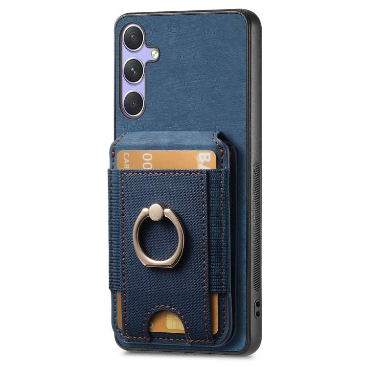 For Samsung Galaxy S25+ 5G Retro Splitable Magnetic Stand Card Bag Leather Phone Case(Blue) - Galaxy S25+ 5G Cases by PMC Jewellery | Online Shopping South Africa | PMC Jewellery | Buy Now Pay Later Mobicred