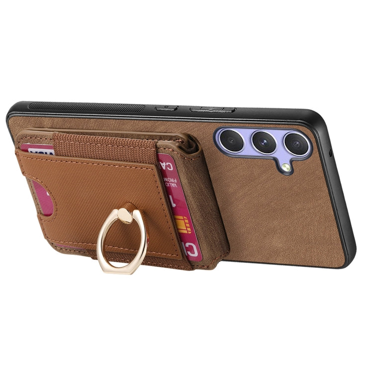 For Samsung Galaxy S25+ 5G Retro Splitable Magnetic Stand Card Bag Leather Phone Case(Brown) - Galaxy S25+ 5G Cases by PMC Jewellery | Online Shopping South Africa | PMC Jewellery | Buy Now Pay Later Mobicred
