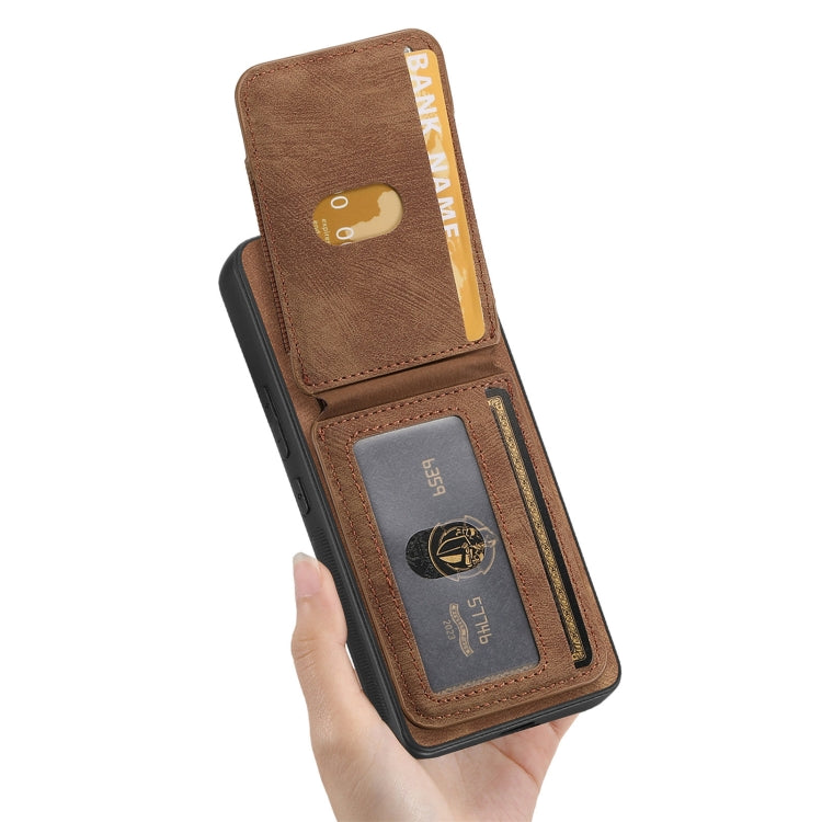 For Samsung Galaxy S25+ 5G Retro Splitable Magnetic Stand Card Bag Leather Phone Case(Brown) - Galaxy S25+ 5G Cases by PMC Jewellery | Online Shopping South Africa | PMC Jewellery | Buy Now Pay Later Mobicred